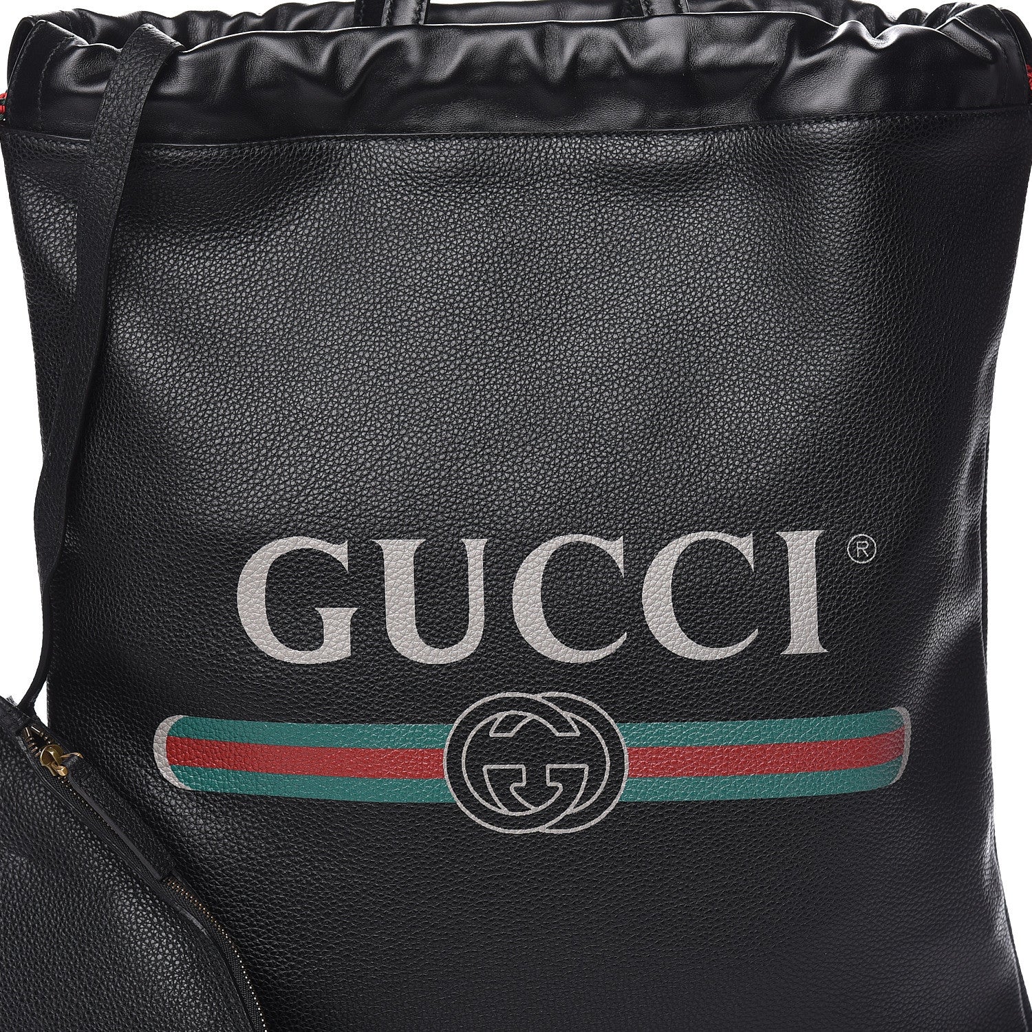 Gucci Calfskin Logo Drawstring Backpack Black 14 of 14