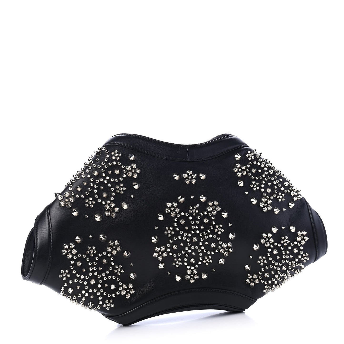 Calfskin Studded De Manta Clutch Black