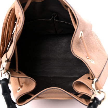 Gucci Pebbled Calfskin Miss Bamboo Bucket Bag Camelia 5 of 13