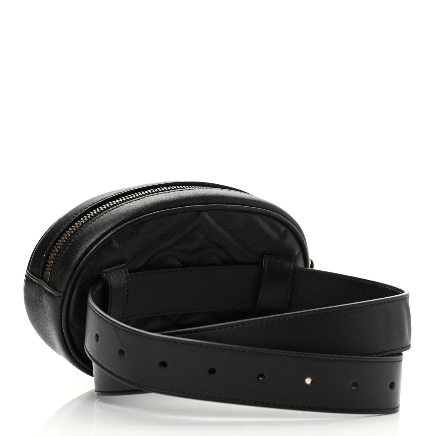 Gucci Calfskin Matelasse GG Marmont Belt Bag 85 34 Black 3 of 11