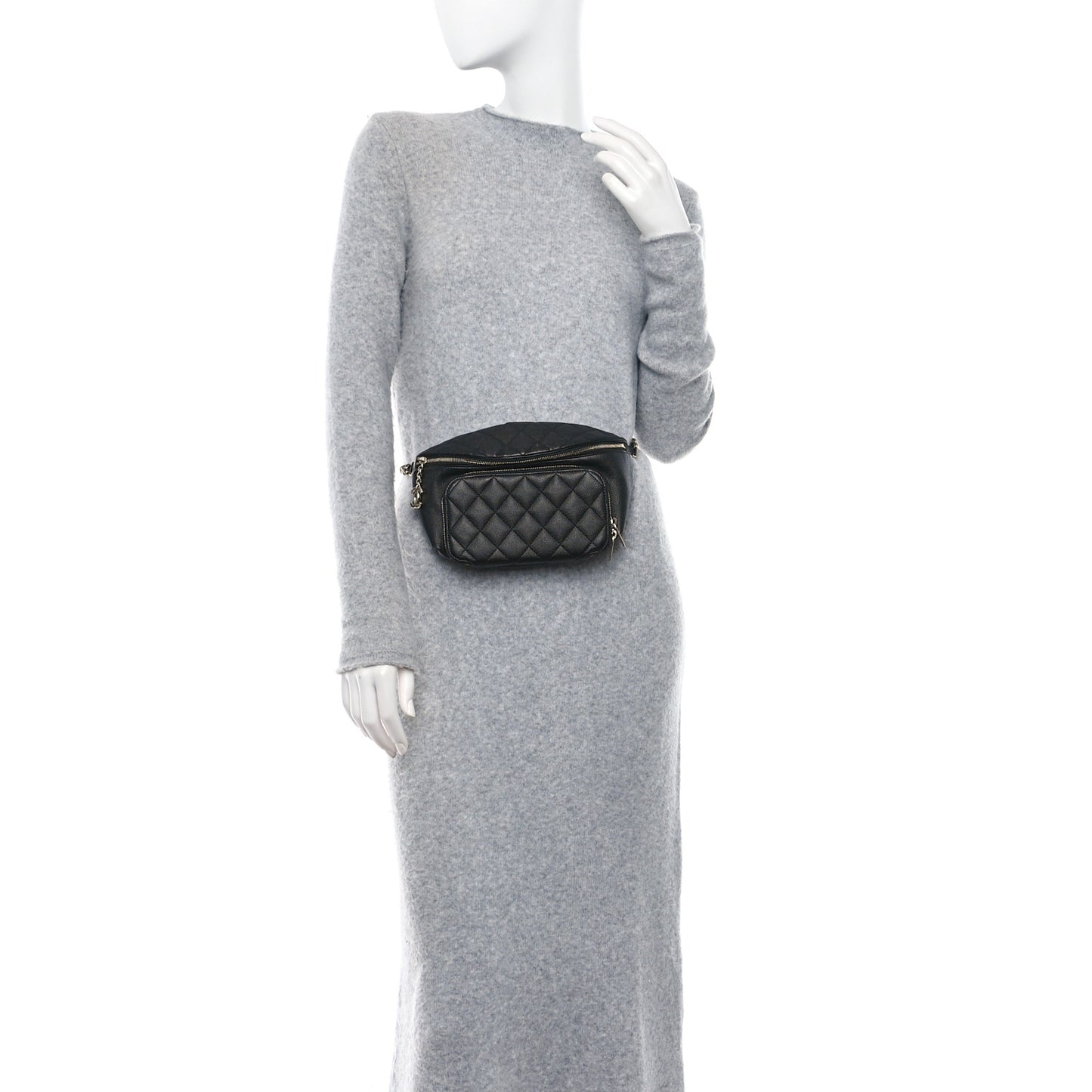 Caviar Quilted Business Affinity Waist Belt Bag Black