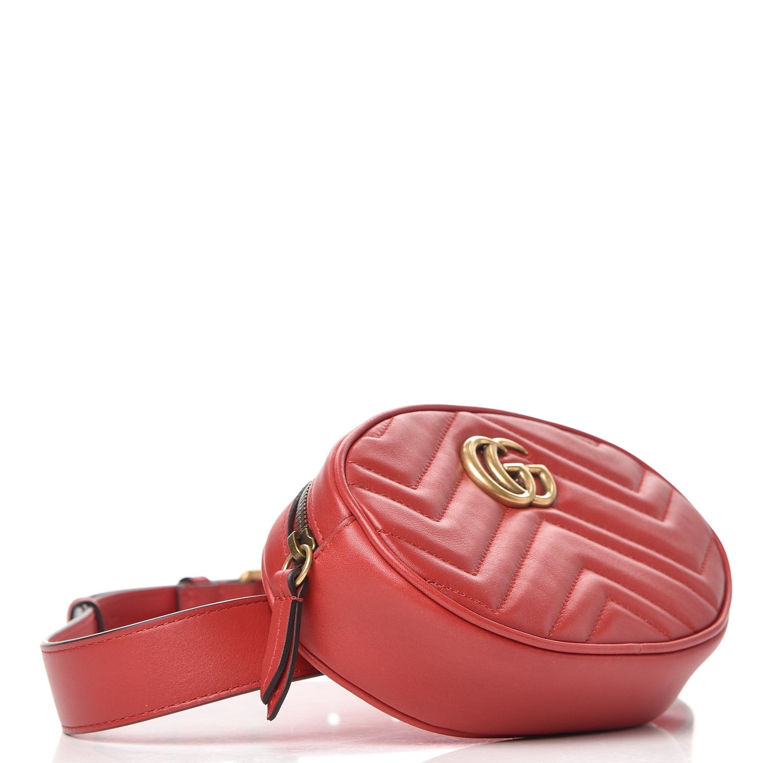 Gucci Calfskin Matelasse GG Marmont Belt Bag 75 30 Hibiscus Red 4 of 7