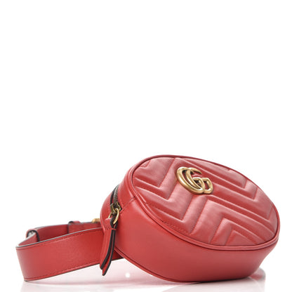 Gucci Calfskin Matelasse GG Marmont Belt Bag 75 30 Hibiscus Red 4 of 7