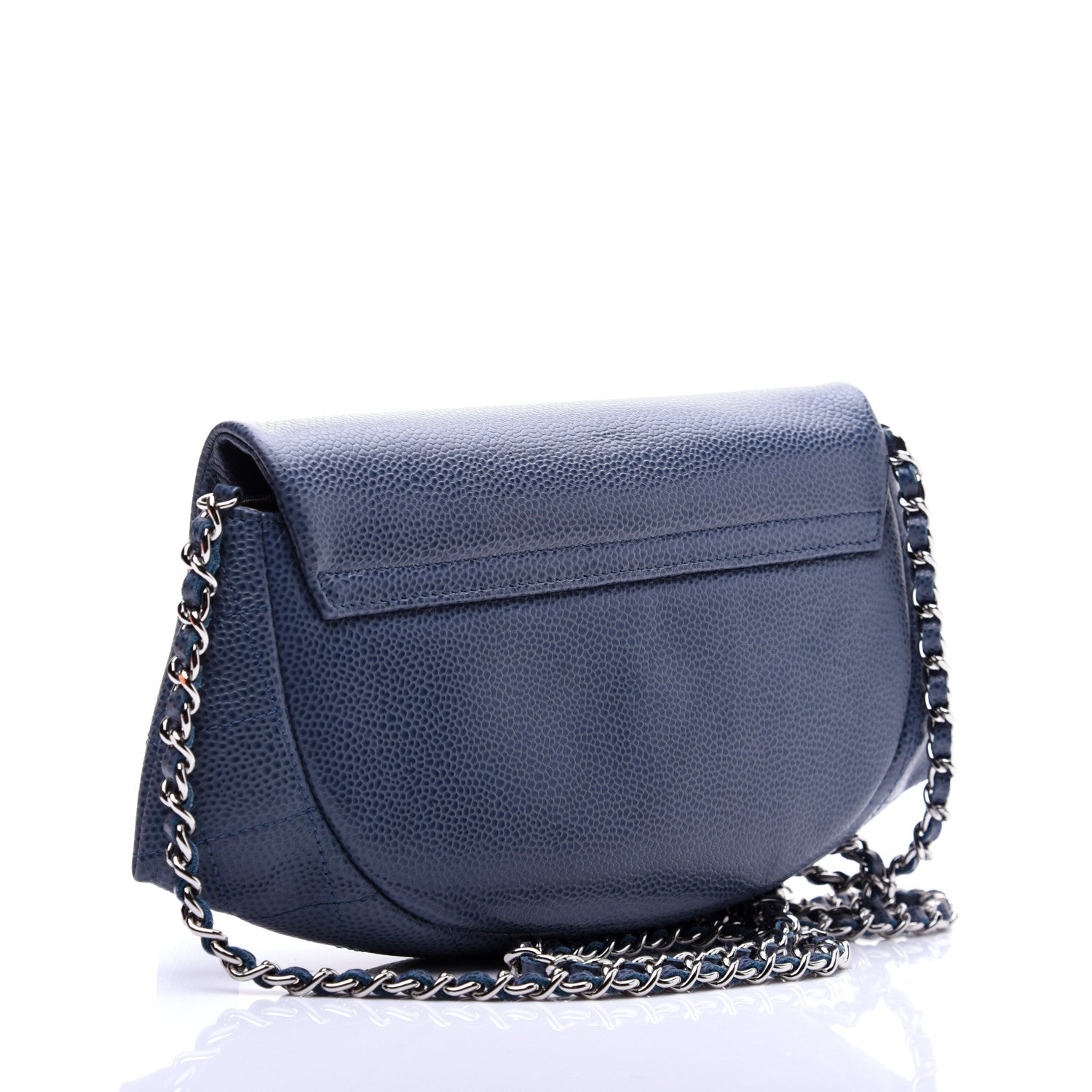 Chanel Caviar Half Moon Wallet On Chain WOC Blue 4 of 14