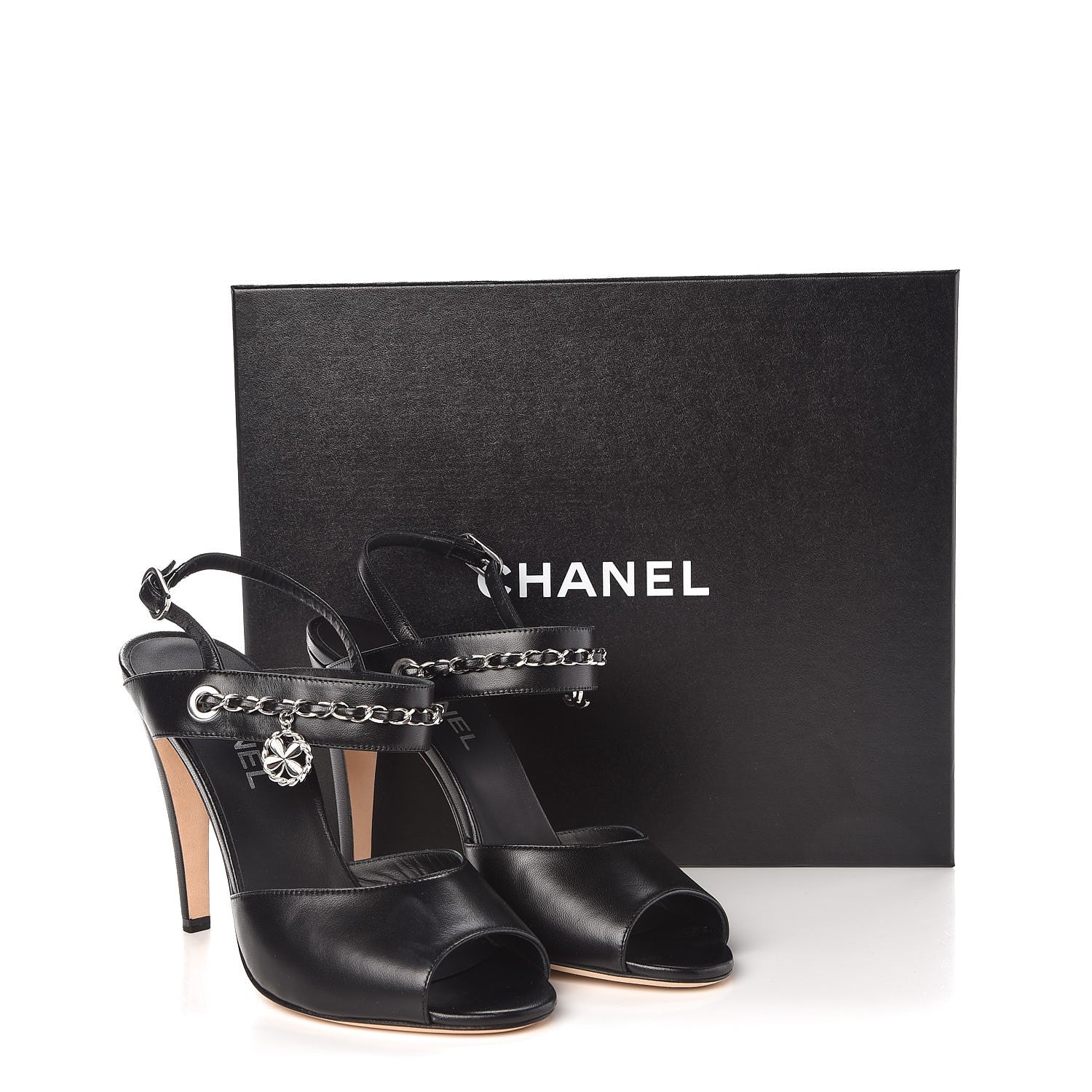 Chanel Lambskin CC Chain Sandals 39 Black 9 of 9