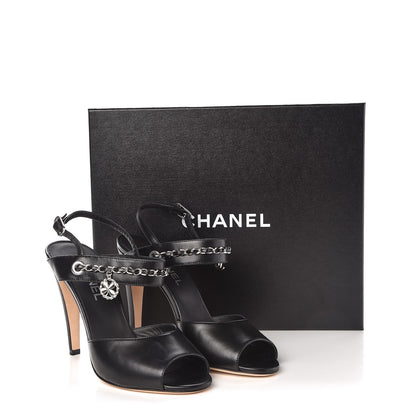 Chanel Lambskin CC Chain Sandals 39 Black 9 of 9