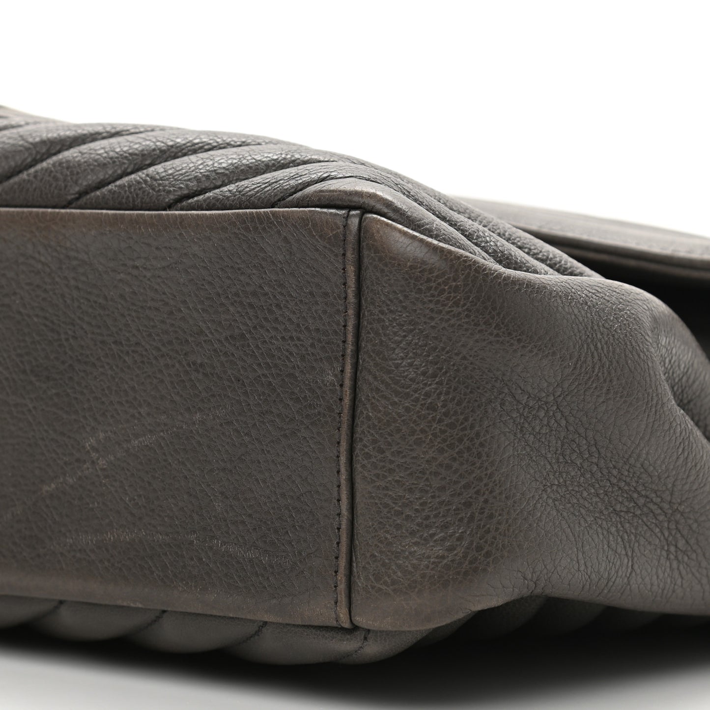 Sheepskin Matelasse Chevron Monogram Large College Satchel Dark Anthracite
