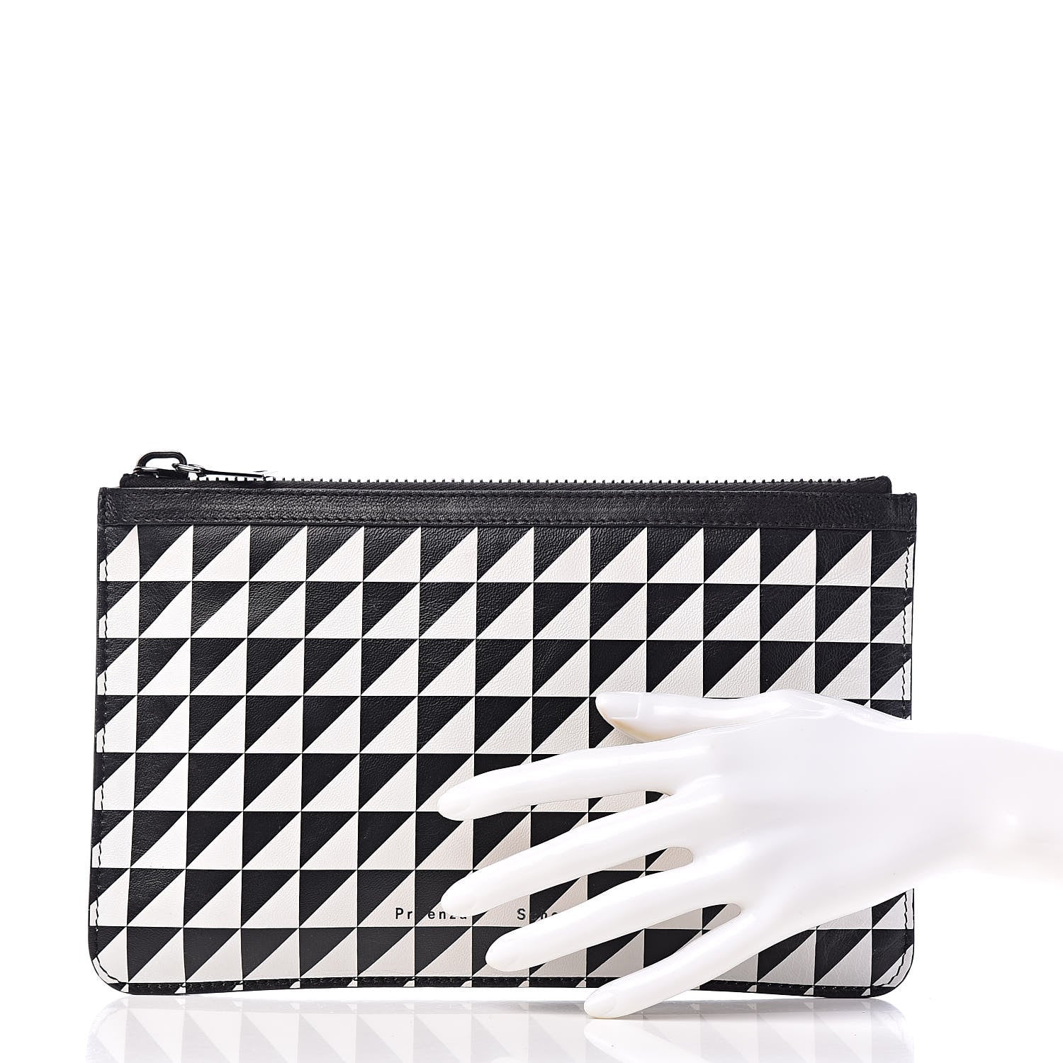 Proenza Schouler Calfskin Triangle Print Zip Pouch Black White 2 of 6