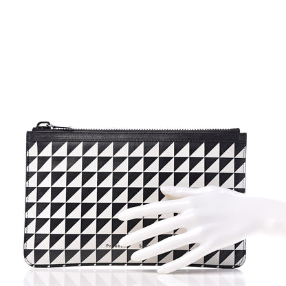 Proenza Schouler Calfskin Triangle Print Zip Pouch Black White 2 of 6