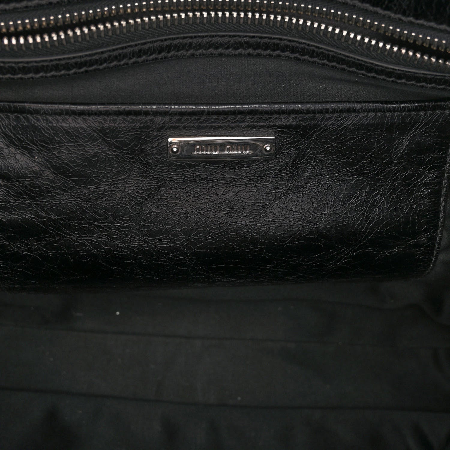 Miu Miu Vitello Shine Top Handle Satchel Black 5 of 8