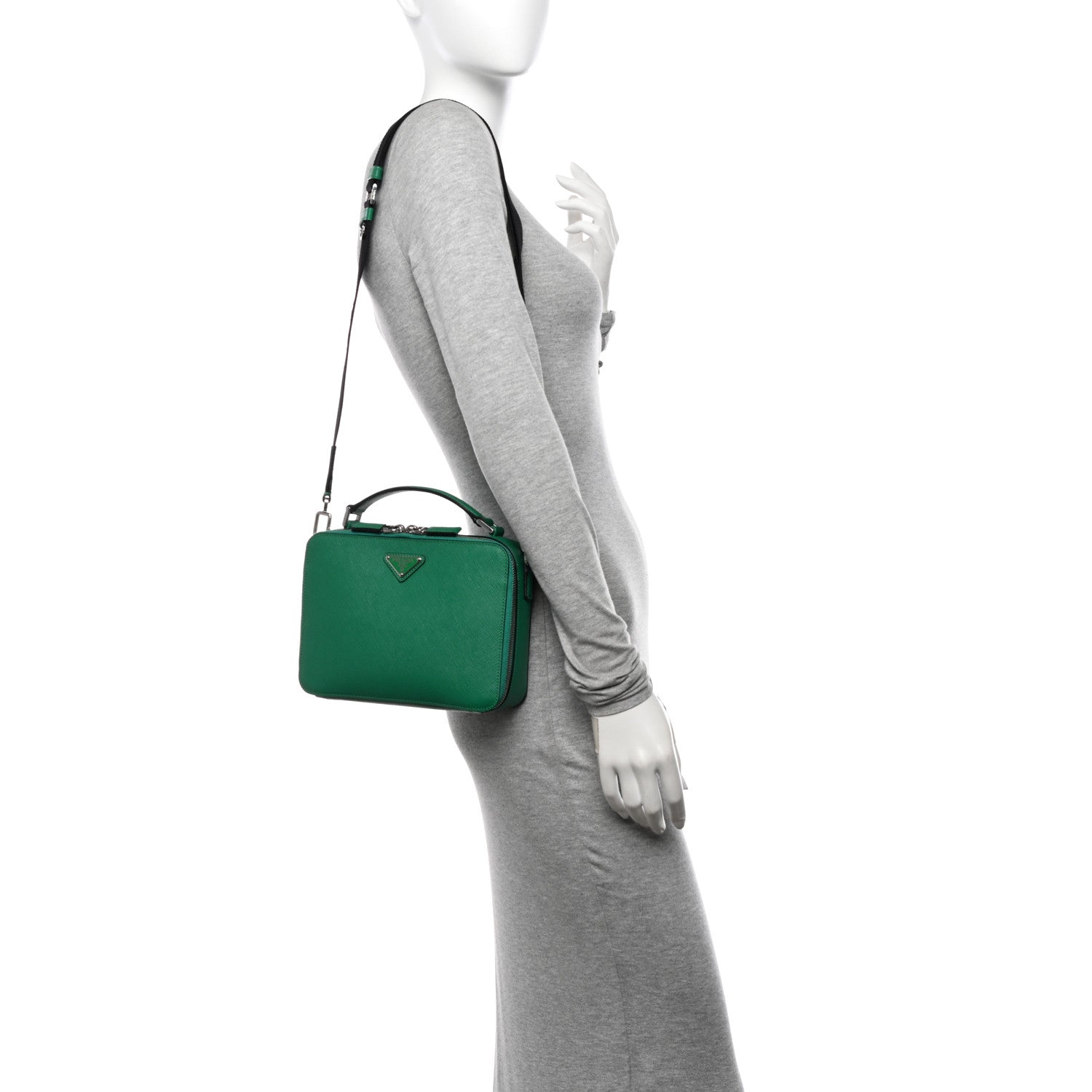 Prada Saffiano Travel Medium Brique Crossbody Bag Mango 2 of 11