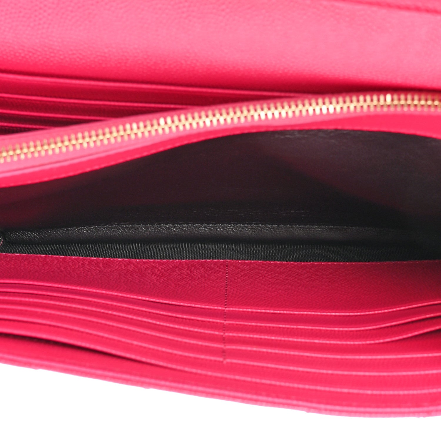 Saint Laurent Grain De Poudre Matelasse Chevron Monogram Chain Wallet Hot Pink 5 of 19