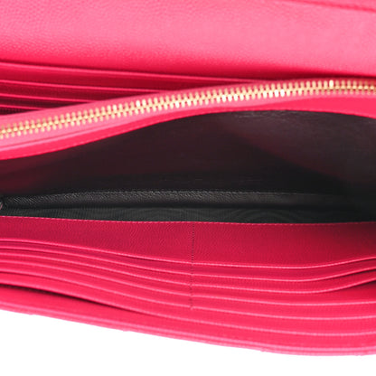 Saint Laurent Grain De Poudre Matelasse Chevron Monogram Chain Wallet Hot Pink 5 of 19