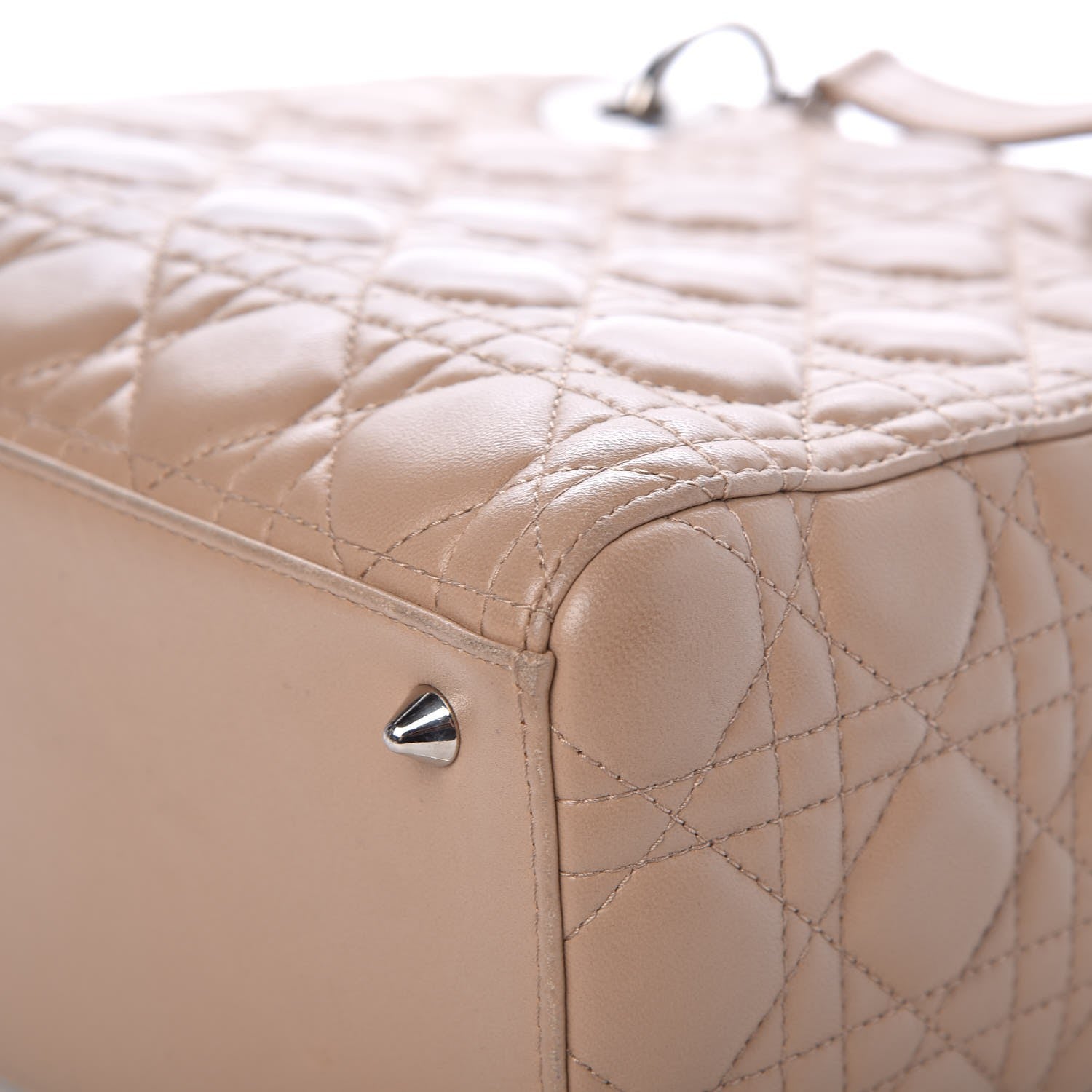 Christian Dior Lambskin Cannage Medium Lady Dior Light Beige 12 of 14