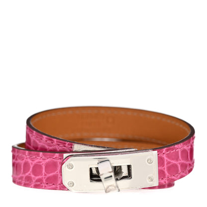Hermes Shiny Alligator Kelly Double Tour Bracelet S Fuchsia 1 of 5