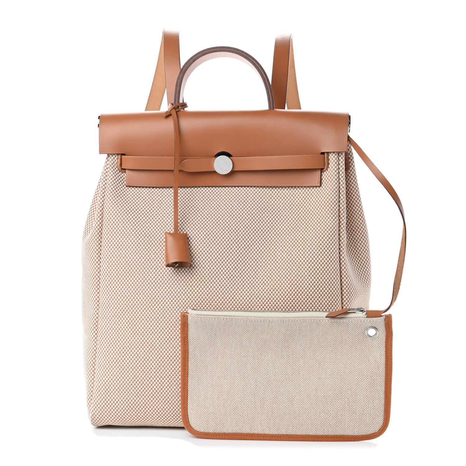 Hermes Vache Hunter Criss Viking Herbag a Dos Retourne Backpack Ecru Beige Naturel 1 of 10