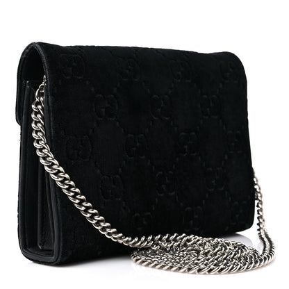 Gucci Velvet GG Monogram Mini Dionysus Chain Wallet Black 3 of 18
