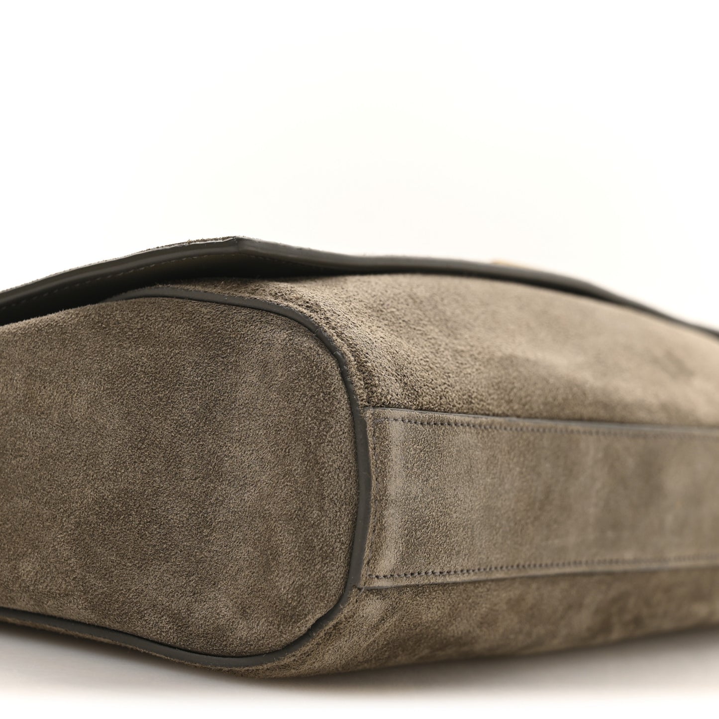 Smooth Calfskin Suede Medium Reversible Monogram Kate Satchel Olive