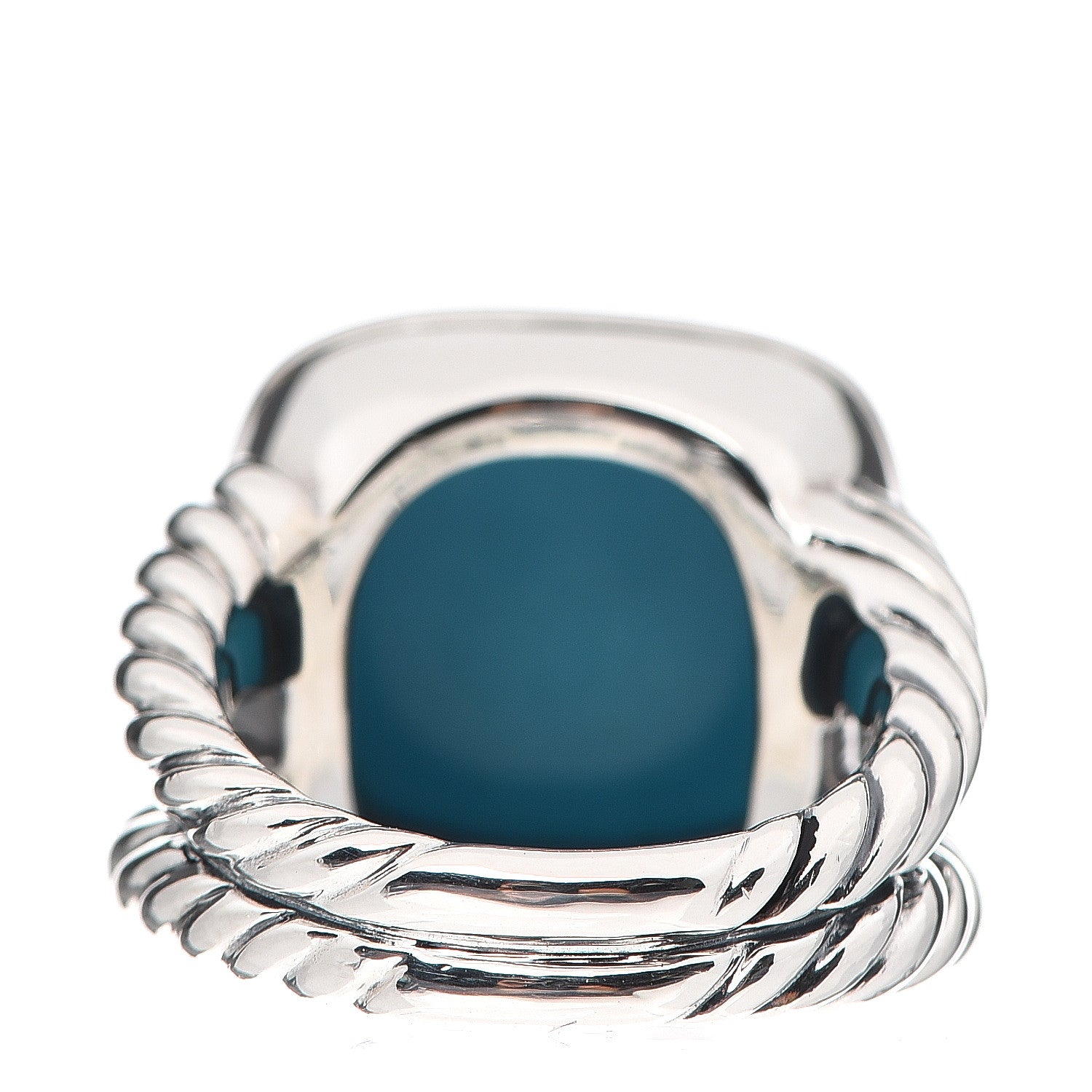 David Yurman Sterling Silver Turquoise 14mm Albion Ring 54 6.75 3 of 4