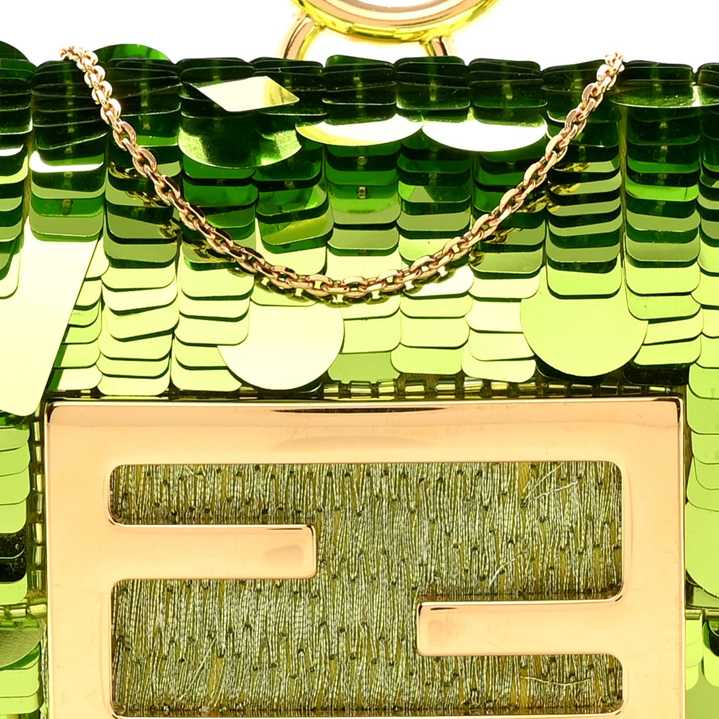 Sequin Paillettes Shiny Nappa Sex and the City Nano Maxi Buckle Baguette Charm Wasabi