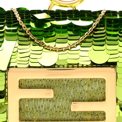 Fendi Sequin Paillettes Shiny Nappa Sex and the City Nano Maxi Buckle Baguette Charm Wasabi 7 of 14