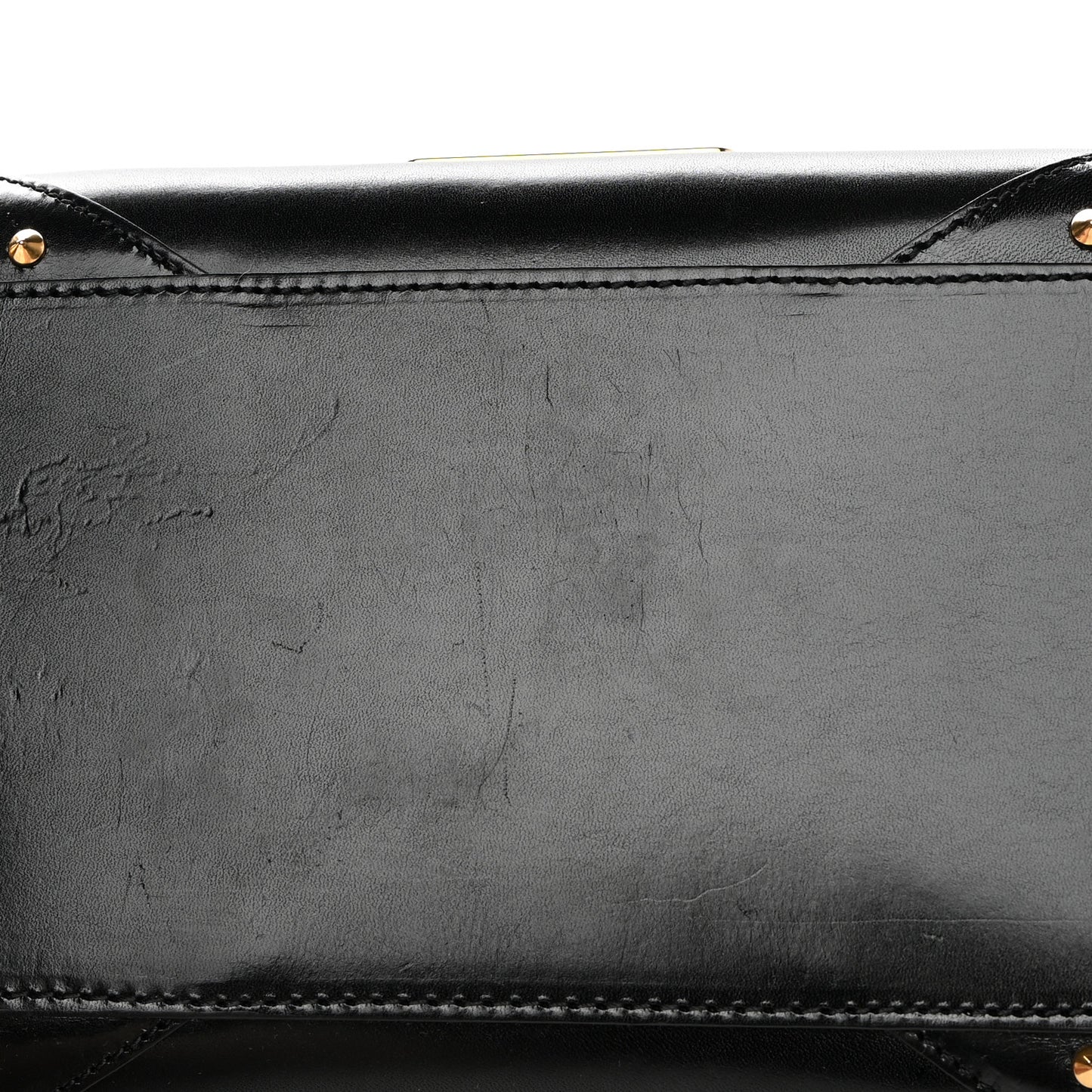 Polished Bridle Calfskin Studded Bag Black