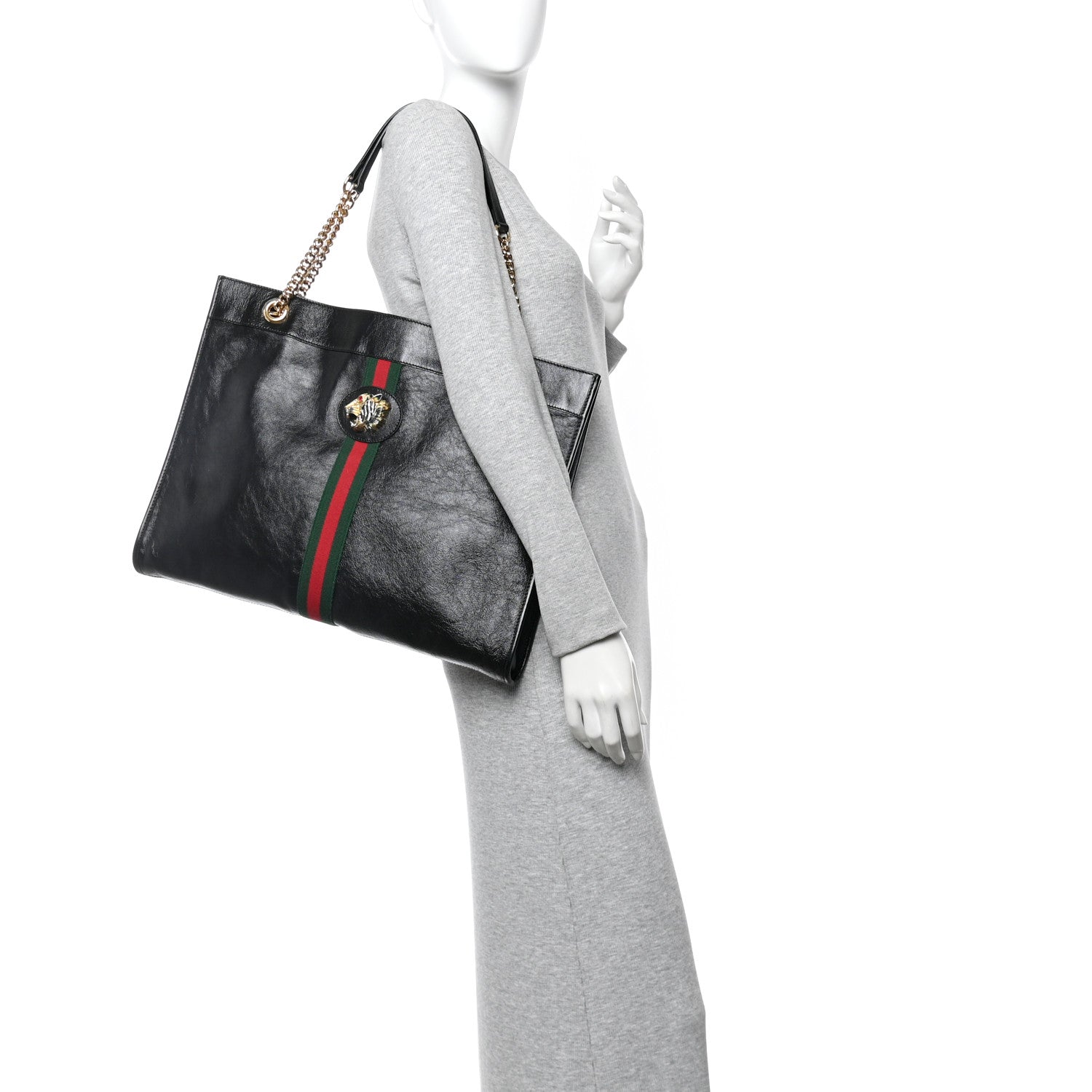 Gucci Calfskin Large Rajah Chain Tote Black 2 of 11