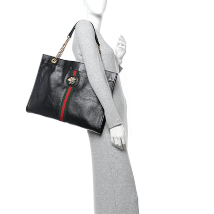 Gucci Calfskin Large Rajah Chain Tote Black 2 of 11