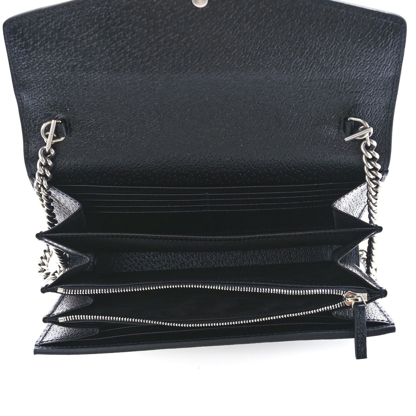 Jacquard Black Denim GG Monogram Mini Dionysus Chain Wallet Black Ivory