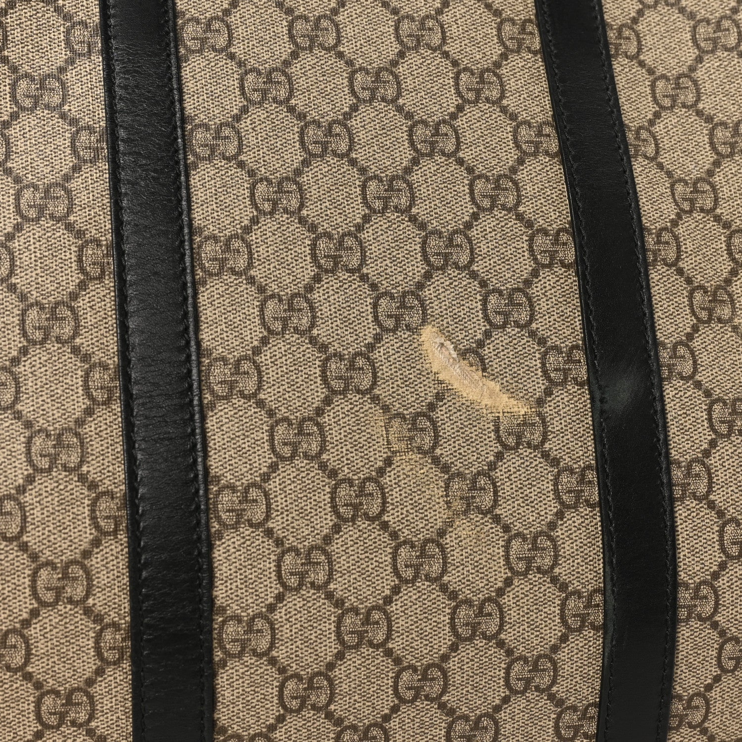 Gucci GG Supreme Monogram Selleria Calfskin Large Duffle Beige Ebony Black 12 of 13