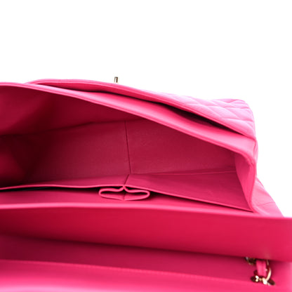 Chanel Lambskin Quilted Jumbo Double Flap Dark Pink 5 of 13