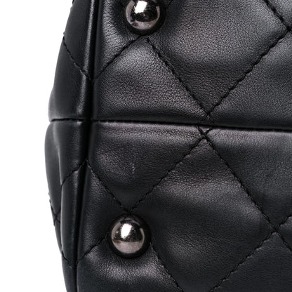 Chanel Sheepskin Quilted Chain Handle Large Shopping Tote Black 18 of 24