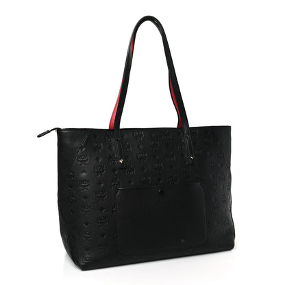 MCM Calfskin Ottomar Monogram Medium Klara Shopper Tote Black 3 of 10