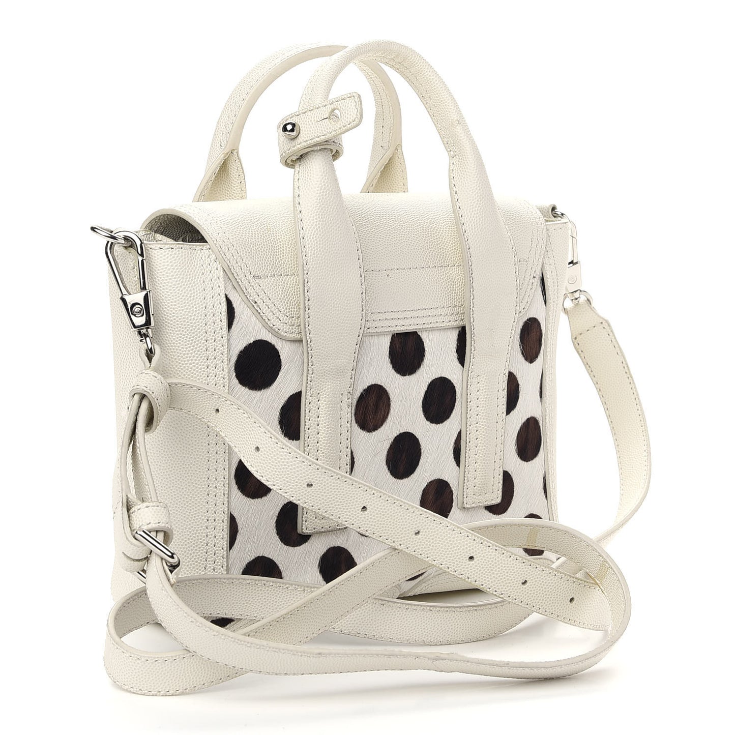 Calf Hair Polka Dot Mini Pashli Satchel White Black
