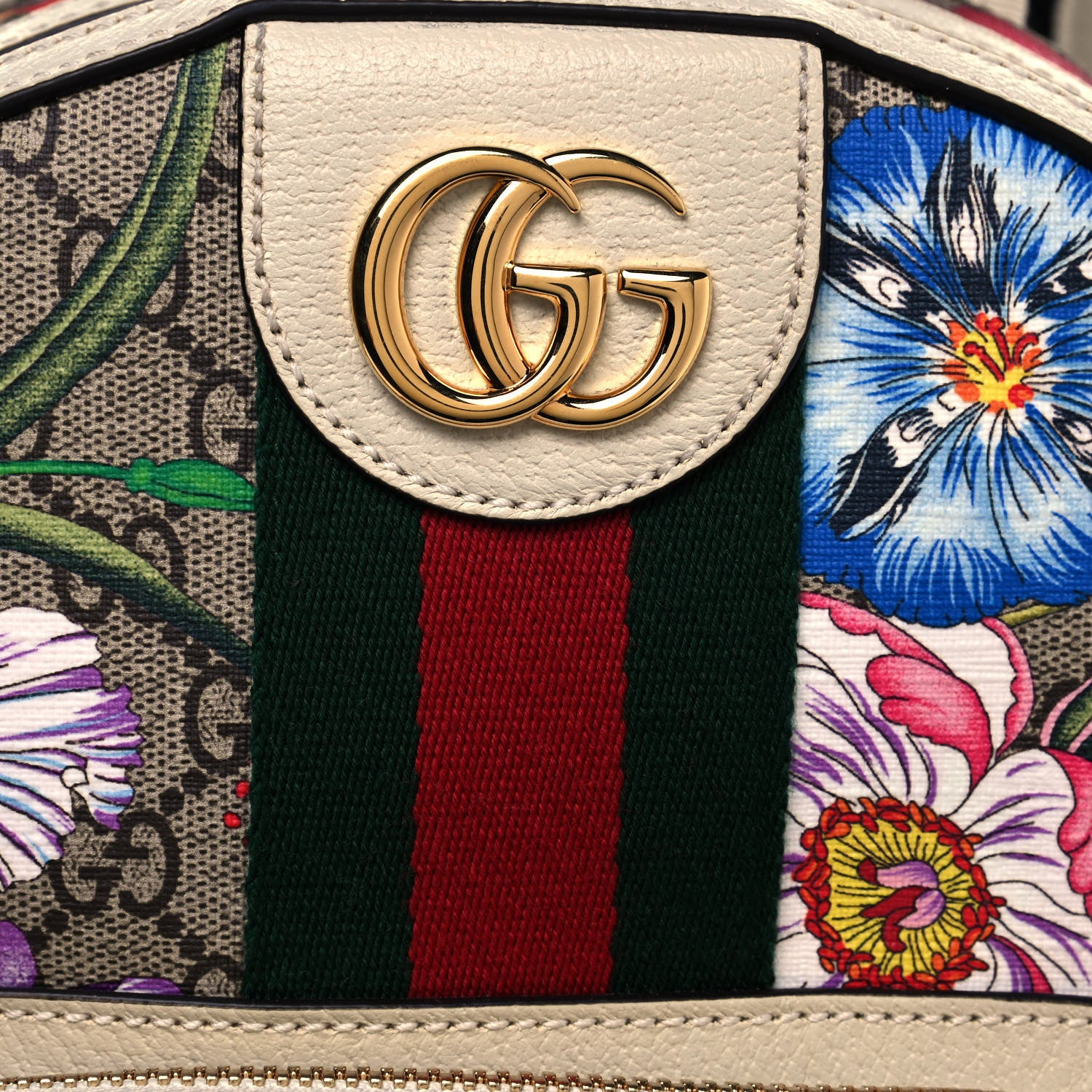 Gucci GG Supreme Monogram Flora Web Small Ophidia Day Backpack White 7 of 12