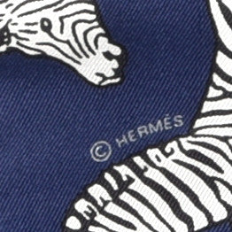 Hermes Silk Les Zebres Twilly Gris Marine Black White 3 of 4