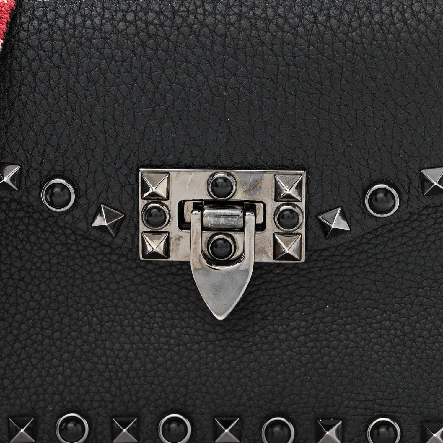 Valentino Garavani Calfskin Small Guitar Strap Rockstud Rolling Shoulder Flap Bag Black 8 of 13