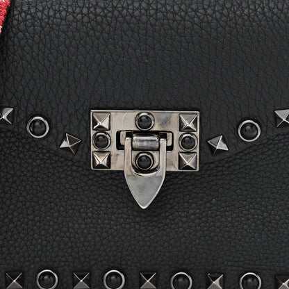 Valentino Garavani Calfskin Small Guitar Strap Rockstud Rolling Shoulder Flap Bag Black 8 of 13