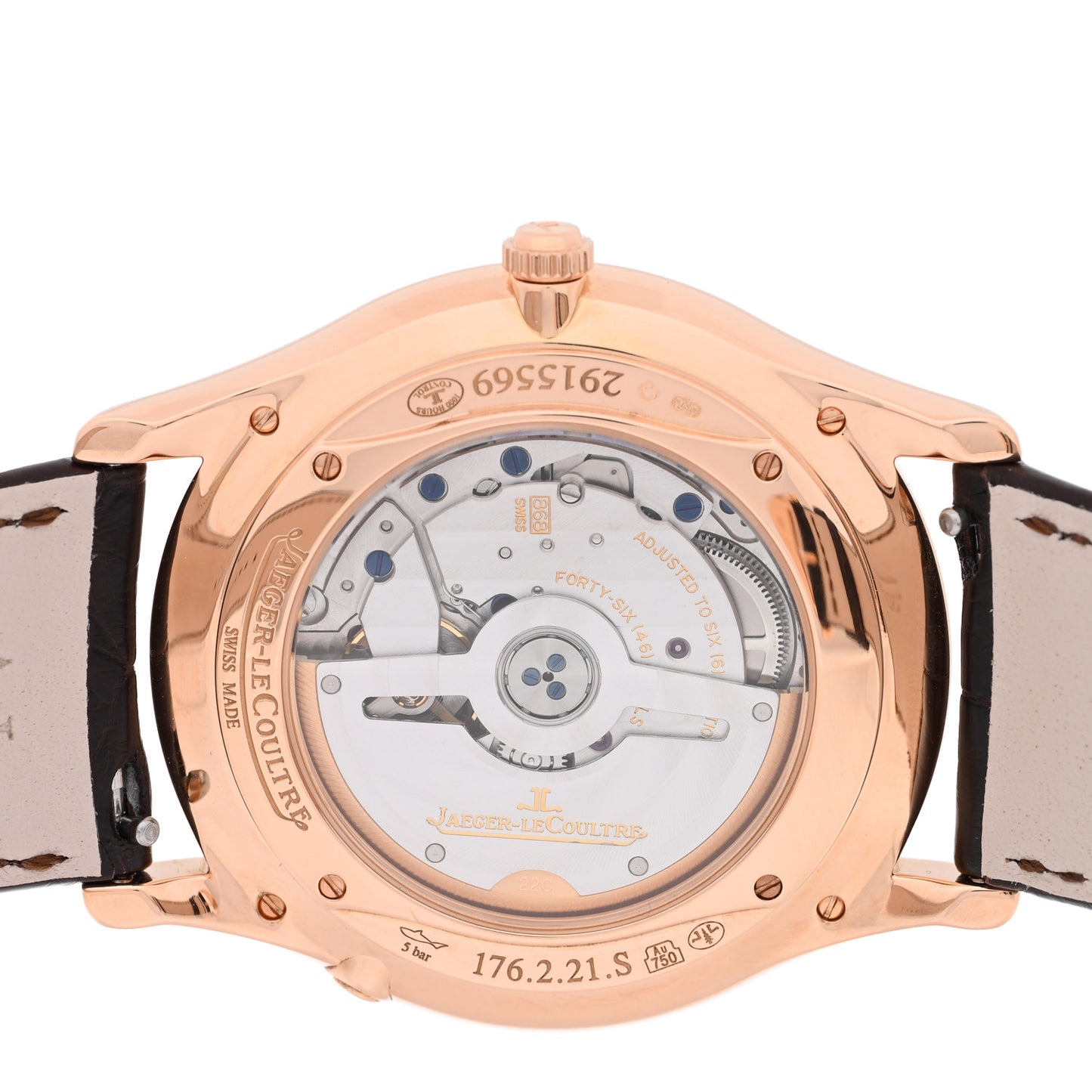 18K Pink Gold Alligator 39mm Master Ultra Thin Perpetual Calendar Automatic Watch Beige Q1303520