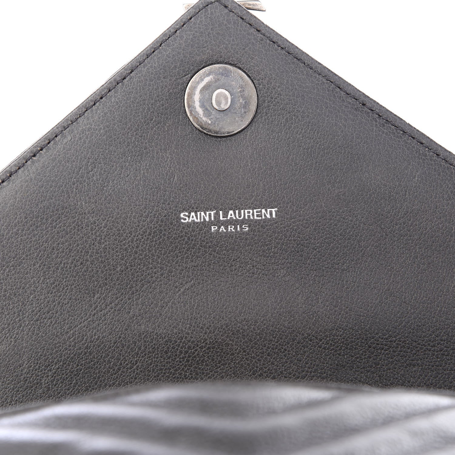 Saint Laurent Sheepskin Matelasse Chevron Monogram Medium College Bag Light Coal 7 of 9
