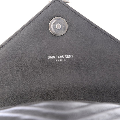 Saint Laurent Sheepskin Matelasse Chevron Monogram Medium College Bag Light Coal 7 of 9