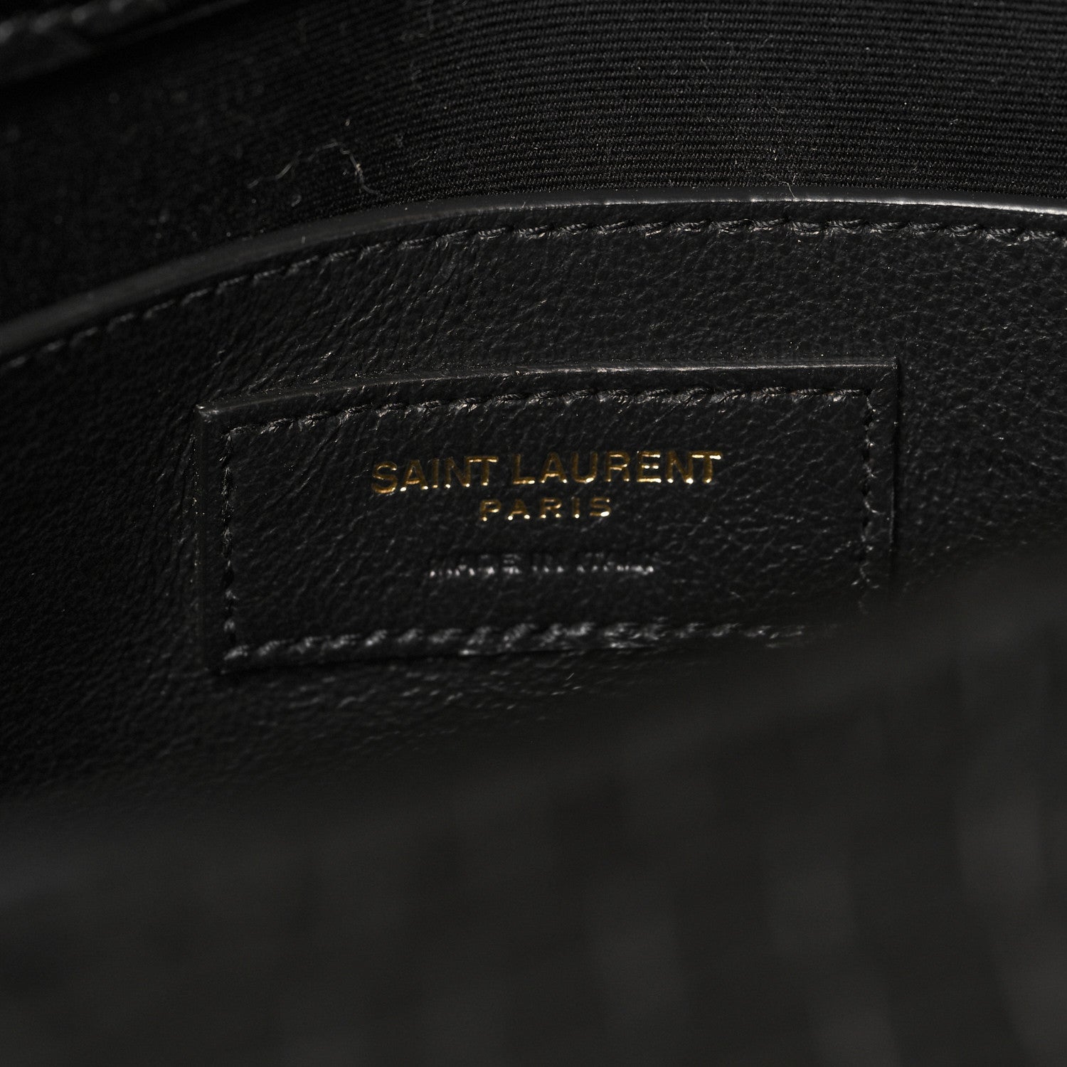 Saint Laurent Shiny Calfskin Crocodile Embossed Manhattan Baguette Black 6 of 9
