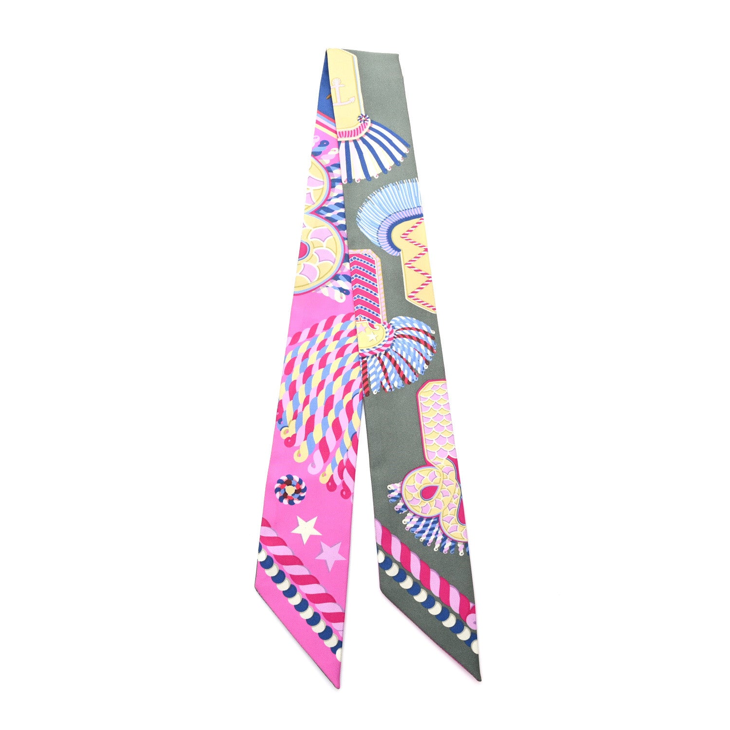 Hermes Silk Epaulettes De Gala Twilly Vert Amande Rose 2 of 4