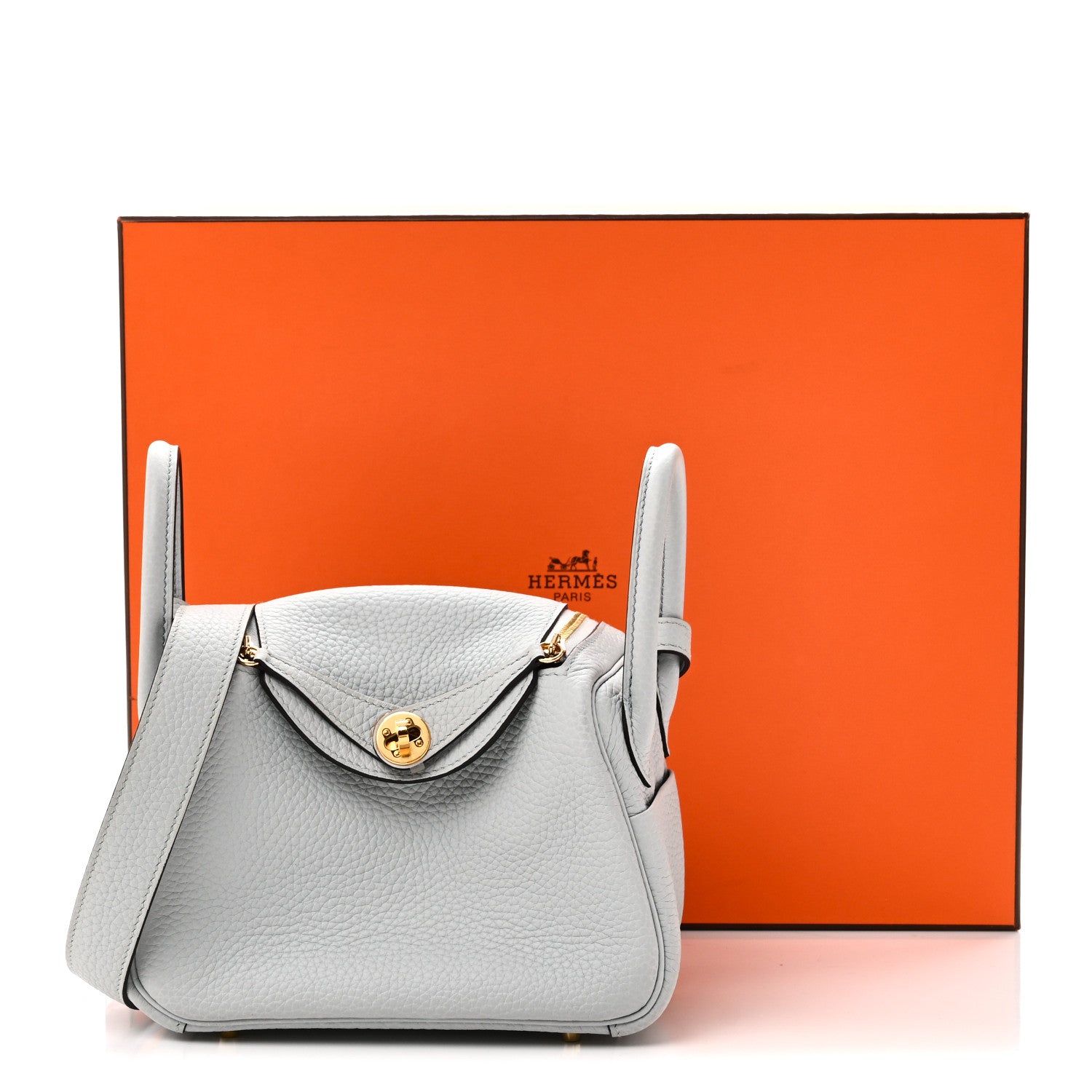 Hermes Taurillon Clemence Mini Lindy 20 Bleu Pale 11 of 11