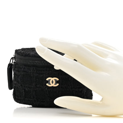 Chanel Tweed Lambskin Quilted Arm Coin Purse Black 2 of 7