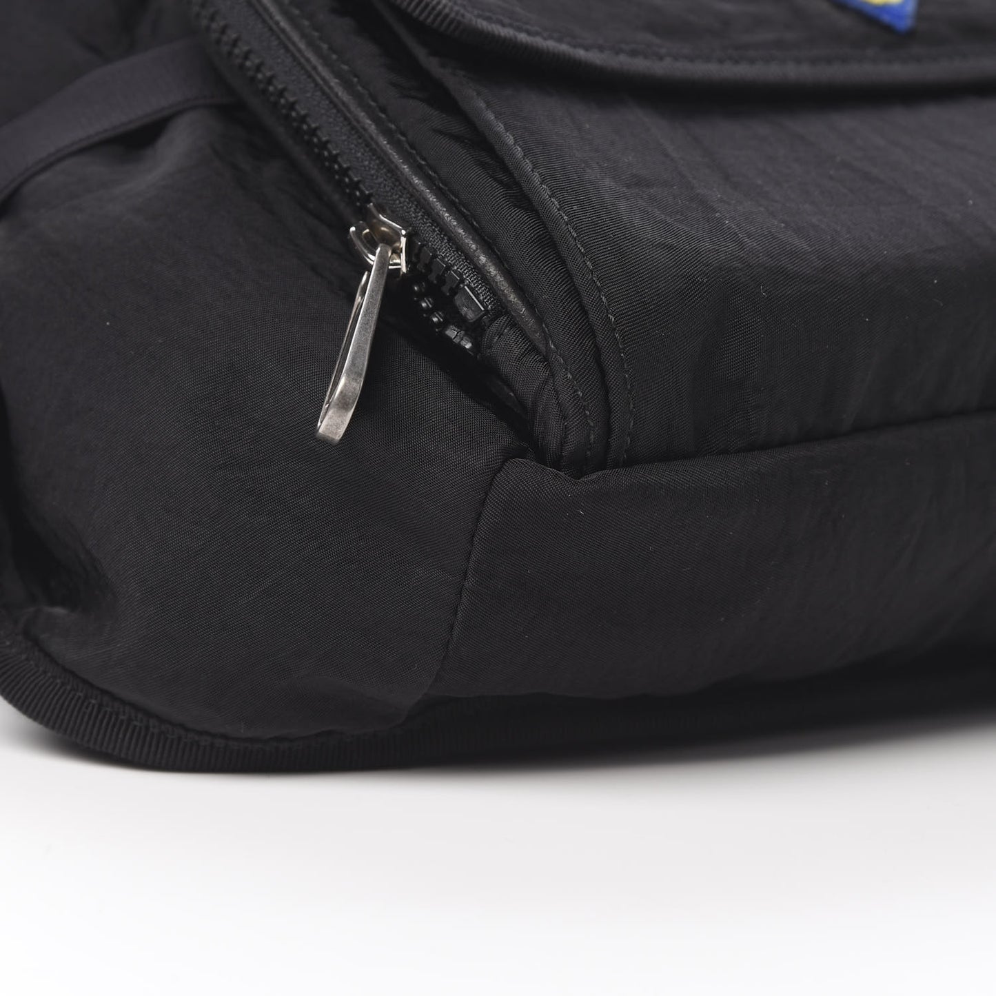 Nylon 80s Logo Patch Belt Bag Black