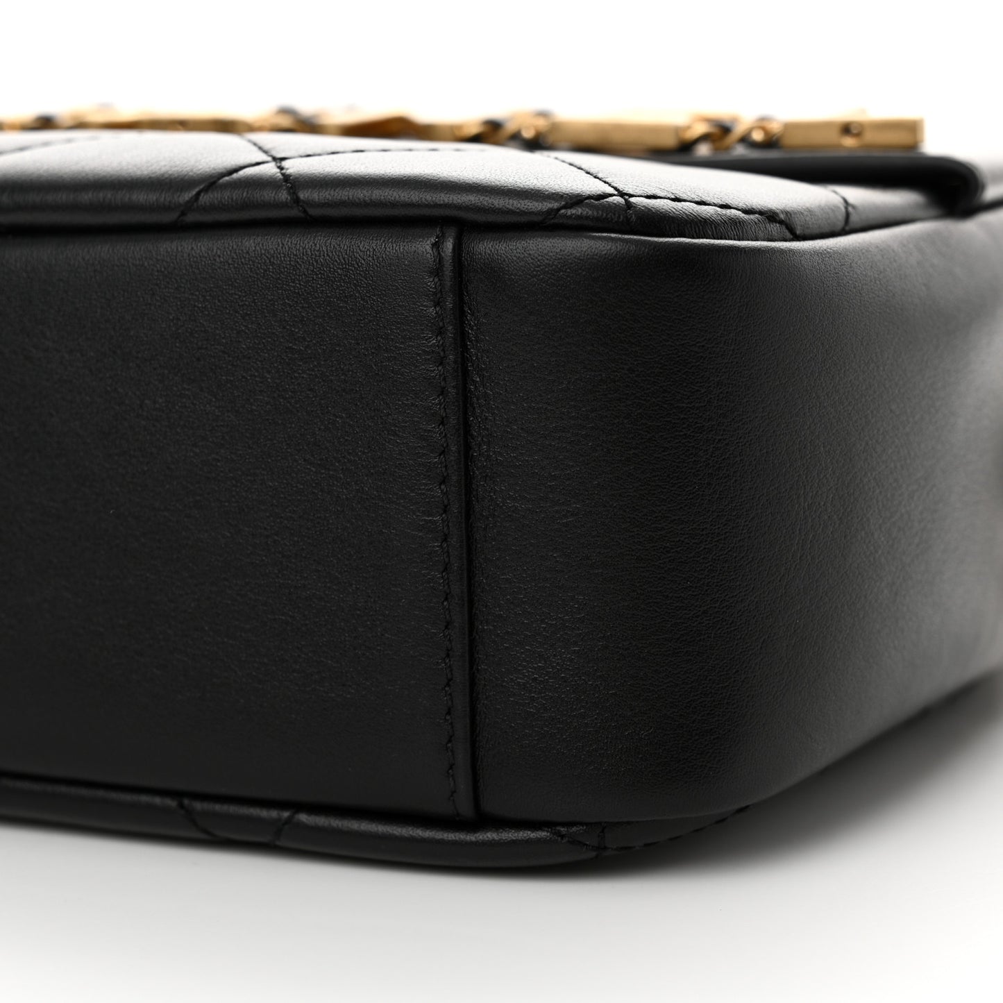 Calfskin Quilted Enchained Camera Case Bag Black