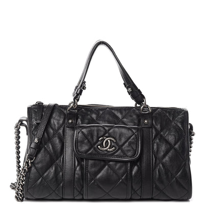 Chanel Calfskin Quilted Small Casual Riviera Bowling Bag Black 1 of 12