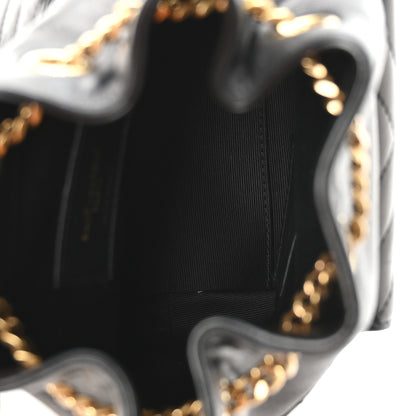 Saint Laurent Lambskin Matelasse Monogram Joe Nano Bucket Bag Black 9 of 19