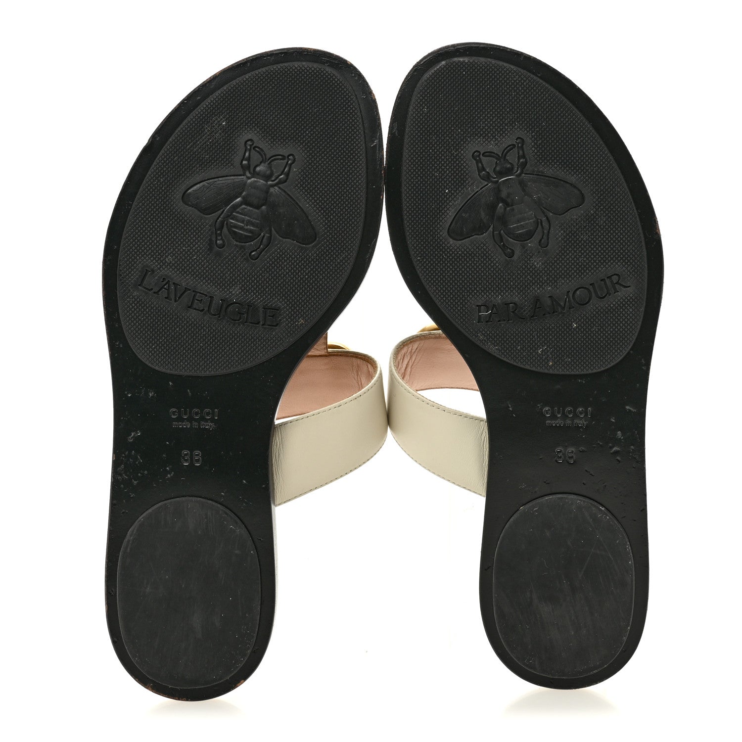 Gucci Calfskin GG Marmont Thong Sandals 36 Mystic White 6 of 12